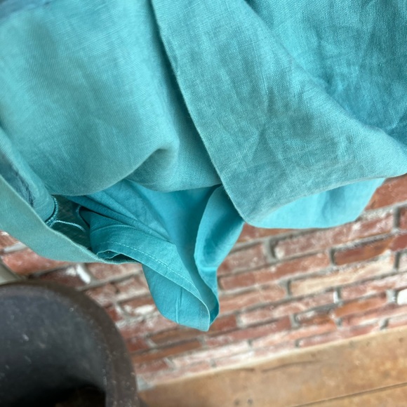 Boden teal Midi linen dress with Blue accents size 8 - Picture 6 of 8